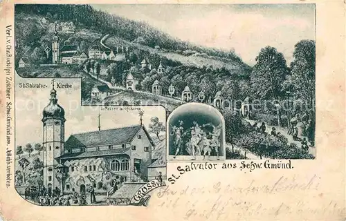 AK / Ansichtskarte Schwaebisch Gmuend St. Salvator Kirche Kuenstlerkarte Chr. Rudolph Kat. Schwaebisch Gmuend