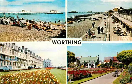 AK / Ansichtskarte Worthing West Sussex Beach and Promenade Heene Terrace Denton Gardens Kat. Worthing