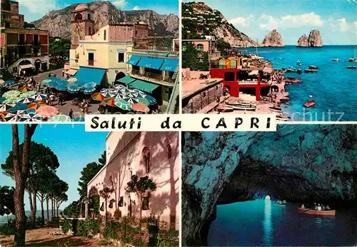 AK / Ansichtskarte Capri La piazzetta Marina piccola Villa San Michele Grotta Azzura Kat. Golfo di Napoli