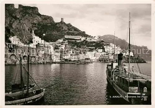 AK / Ansichtskarte Amalfi Panorama Hafen Personendampfer Kat. Amalfi