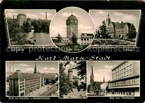 AK / Ansichtskarte Karl Marx Stadt Industrie  und Handelskammer Rathaus Theaterplatz  Kat. Chemnitz