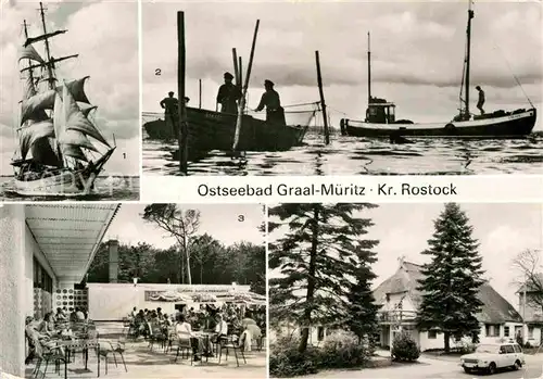 AK / Ansichtskarte Graal Mueritz Ostseebad Segelschulschiff Wilhelm Pieck Am Bodden Broiler Gaststaette  Kat. Seeheilbad Graal Mueritz