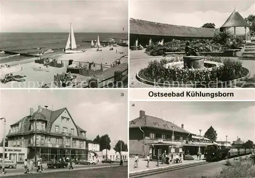 AK / Ansichtskarte Kuehlungsborn Ostseebad Maxim Gorki Strasse Molli Bahnhof Konzertgarten Bootsanlegestelle Kat. Kuehlungsborn