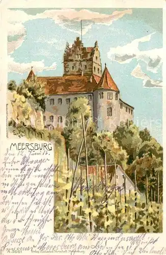 AK / Ansichtskarte Meersburg Bodensee Schloss Kuenstlerkarte E.M. Kat. Meersburg