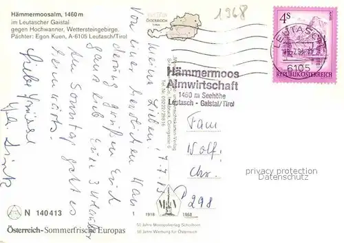 AK / Ansichtskarte Leutasch Haemmermoosalm Kat. Leutasch Tirol
