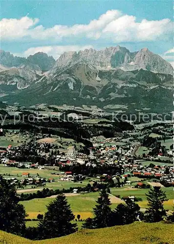 AK / Ansichtskarte Kitzbuehel Tirol Fliegeraufnahme mit Wildem Kaiser Kat. Kitzbuehel