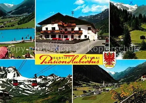 AK / Ansichtskarte Neustift Stubaital Tirol Pension Hubertus Schwimmbad Seilbahn Panorama Kat. Neustift im Stubaital