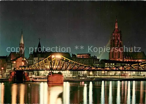AK / Ansichtskarte Frankfurt Main Mainpartie mit Dom bei Nacht Kat. Frankfurt am Main