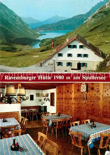 AK / Ansichtskarte Lech Vorarlberg Ravensburger Huette Spullersee Kat. Lech