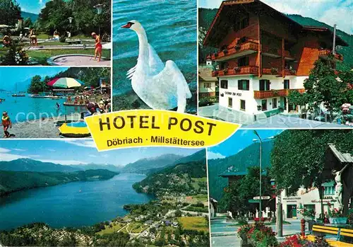 AK / Ansichtskarte Doebriach Millstaettersee Hotel Post Schwan Fliegeraufnahme
