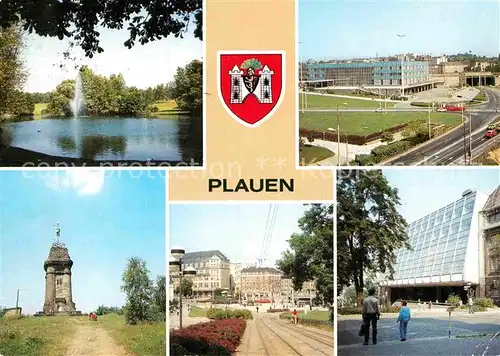 AK / Ansichtskarte Plauen Vogtland Stadtpark Oberer Bahnhof Kemmlerturm Neues Rathaus Kat. Plauen