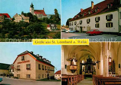 AK / Ansichtskarte St Leonhard Walde Teilansicht Gasthaus Harreither Koessel Kirche Sankt Leonhard Kat. Ybbs an der Donau