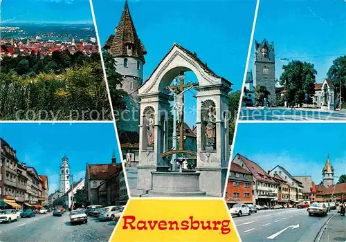 AK / Ansichtskarte Ravensburg Wuerttemberg Panorama Stadttor Kreuz  Kat. Ravensburg