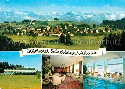 AK / Ansichtskarte Scheidegg Allgaeu Gesamtansicht mit Alpenpanorama Silence Kurhotel Hallenbad Kat. Scheidegg