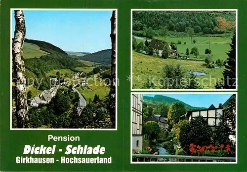 AK / Ansichtskarte Girkhausen Bad Berleburg Pension Dickel Schlade Landschaftspanorama Partie am Bach Kat. Bad Berleburg
