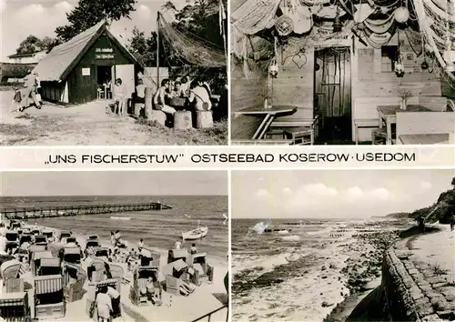 AK / Ansichtskarte Koserow Ostseebad Usedom Uns Fischerstuw Strand Streckelbergmauer  Kat. Koserow