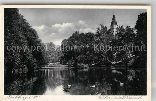 AK / Ansichtskarte Berleburg Bad Weiher Schlosspark Schloss Kat. Bad Berleburg