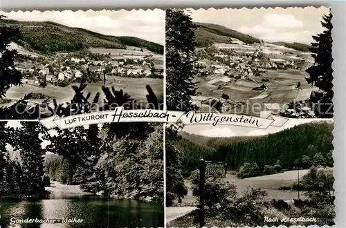 AK / Ansichtskarte Hesselbach Wittgenstein Gonderbacher Weiher Panorama Wegweiser Kat. Bad Laasphe