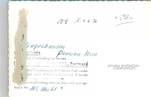 AK / Ansichtskarte Wingeshausen Pension Wied Kat. Bad Berleburg