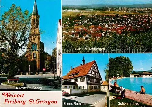 AK / Ansichtskarte St Georgen Breisgau Kirche St. Georg Rathaus Schwimmbad  Kat. Freiburg im Breisgau