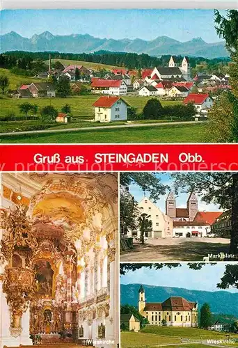 AK / Ansichtskarte Steingaden Oberbayern Marktplatz Wieskirche Inneres und Aussenansicht  Kat. Steingaden