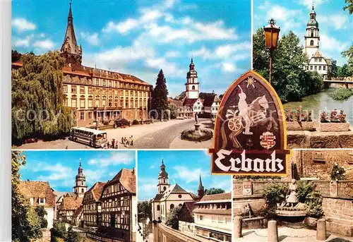 AK / Ansichtskarte Erbach Hunsrueck Brunnen Kirche Denkmal Fachwerkhaeuser Kat. Erbach