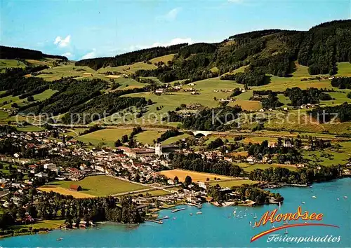 AK / Ansichtskarte Mondsee Salzkammergut Fliegeraufnahme Seepartie Kat. Mondsee