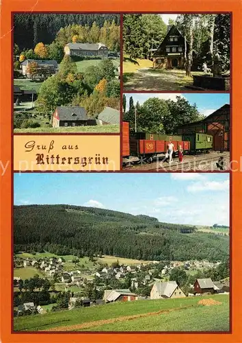 AK / Ansichtskarte Rittersgruen Gaststaetten Volksheim Goldener Engel Jugendherberge Kleinbahnwagen Kat. Rittersgruen