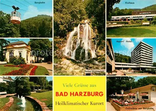 AK / Ansichtskarte Bad Harzburg Bergbahn Kurhaus Trinkhalle Radau Wasserfall Apparthotel Pergola Gaststaette Kat. Bad Harzburg