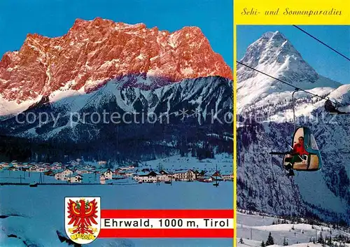 AK / Ansichtskarte Ehrwald Tirol mit Zugspitzmassiv und Gondellift
