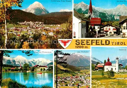 AK / Ansichtskarte Seefeld Tirol Hohe Munde Ortsmotiv Wildsee Wetterstein Hocheder Seekirchl Kat. Seefeld in Tirol