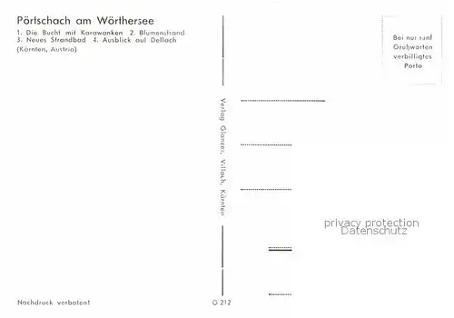 AK / Ansichtskarte Poertschach Woerthersee Bucht mit Karawanken Blumenstrand Strandbad Dellach Kat. Poertschach Woerther See Kaernten