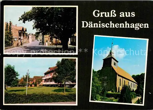 AK / Ansichtskarte Daenischenhagen Strassenpartie mit Kirche Kat. Daenischenhagen