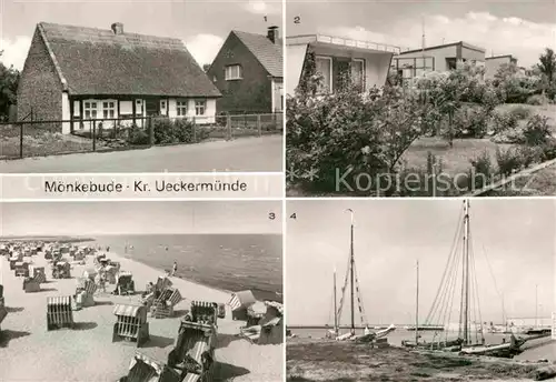 AK / Ansichtskarte Moenkebude Altes Fischerhaus Bungalowsiedlung Strand Hafen  Kat. Moenkebude