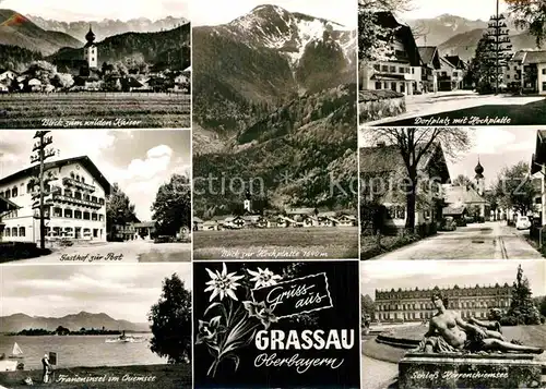 AK / Ansichtskarte Grassau Chiemgau Gasthof zur Post Schloss Herrenchiemsee  Kat. Grassau