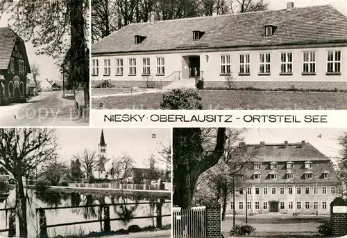 AK / Ansichtskarte See Niesky Dorfstrasse Kindergarten Dorfteich Genesungsheim Heideland  Kat. Niesky