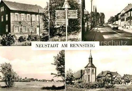 AK / Ansichtskarte Neustadt Rennsteig Erholungsheim Goldener Frosch Bahnhofstrasse Kirche Wegweiser  Kat. Neustadt Rennsteig