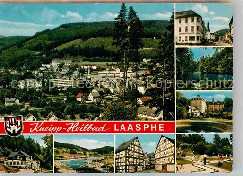 AK / Ansichtskarte Laasphe Panorama Fachwerkhaeuser Minigolfplatz Schwimmbad Kat. Bad Laasphe