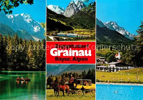 AK / Ansichtskarte Grainau Badersee Zugspitze Zahnradbahn Postkutschenfahrt  Kat. Grainau