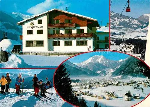 AK / Ansichtskarte Mayrhofen Zillertal Pension Mozart Wintersportplatz Alpenpanorama Bergbahn Kat. Mayrhofen