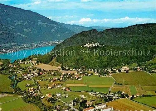 AK / Ansichtskarte Ossiachersee mit Burgruine Landskron Fliegeraufnahme Kat. Ossiach