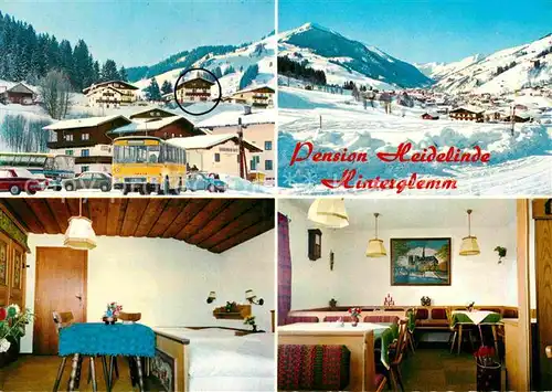 AK / Ansichtskarte Hinterglemm Saalbach Imbisstube Pension Heidelinde Wintersportplatz Allgaeuer Alpen