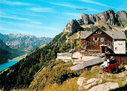 AK / Ansichtskarte Erfurterhuette Berghaus mit Rotspitze Rofangebirge Bergsee Alpenpanorama Kat. Eben am Achensee