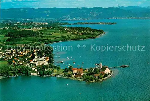 AK / Ansichtskarte Wasserburg Bodensee mit Blick auf Lindau und Bregenz Alpen Fliegeraufnahme Kat. Wasserburg (Bodensee)