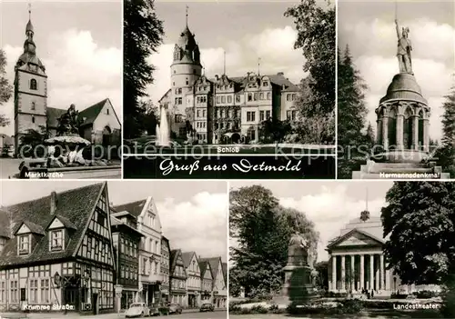 AK / Ansichtskarte Detmold Marktkirche Schloss Hermannsdenkmal Landestheater Kat. Detmold