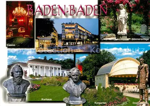 AK / Ansichtskarte Baden Baden Kasino Brahms Kurhaus Kurgarten Goenneranlage Leopoldsplatz Kat. Baden Baden
