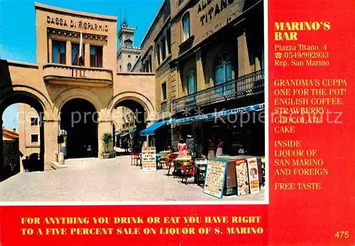 AK / Ansichtskarte San Marino Repubblica Marino s Bar