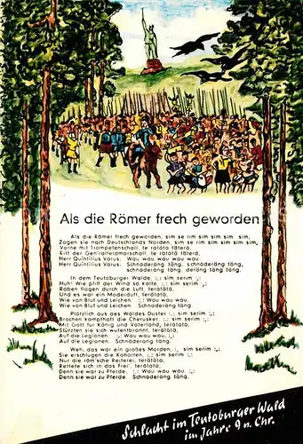 AK / Ansichtskarte Liederkarte Als die Roemer frech geworden Teutoburger Wald  Kat. Musik