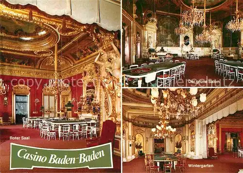 AK / Ansichtskarte Casino Spielbank Baden Baden Roter Saal Gruener Salon Wintergarten  Kat. Spiel