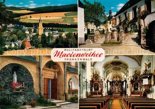 AK / Ansichtskarte Marienweiher Wallfahrtsort im Frankenwald Wallfahrtskirche Innenansicht Marienstatue Kat. Marktleugast